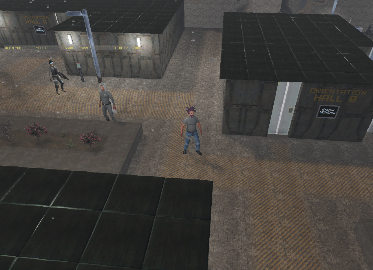 A player outside the orientation halls at Intake Facility 45.